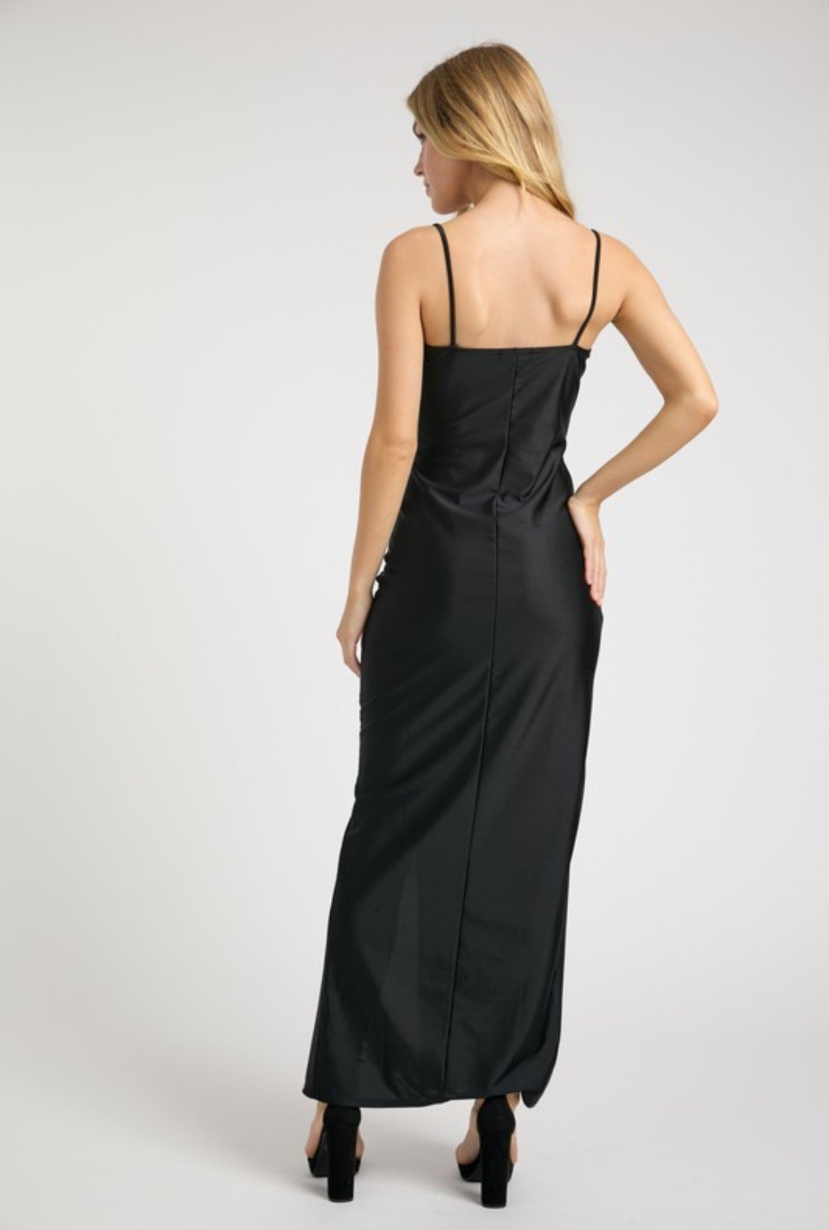 Black Cowl Neck Casino Maxi Dress
