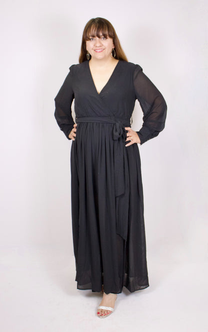 Plus Black Wrap Up Maxi Dress