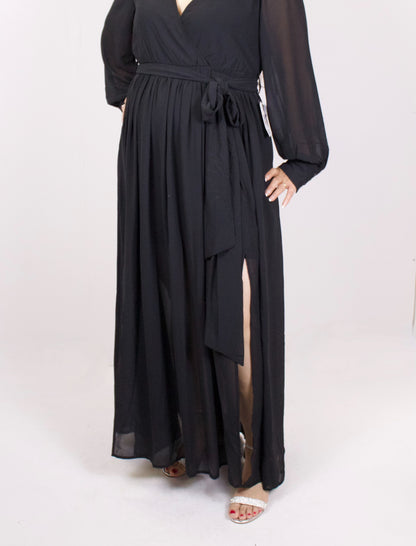 Plus Black Wrap Up Maxi Dress