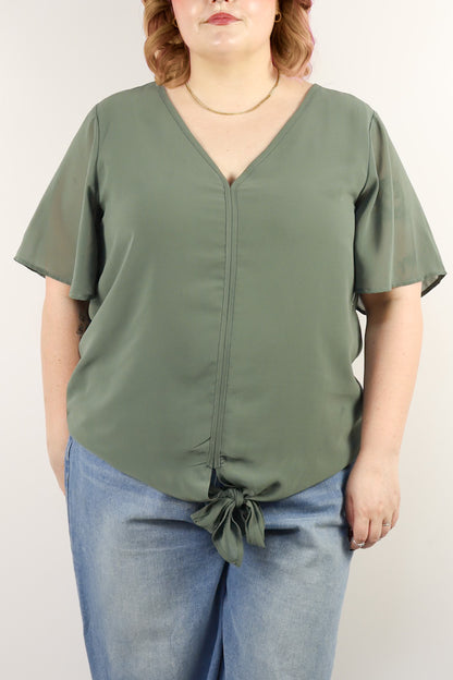 Plus V-Neck Tie Top