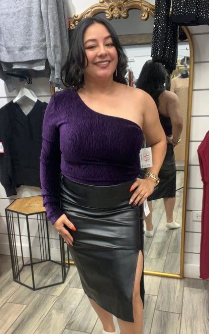 Purple One-sided Crop Top