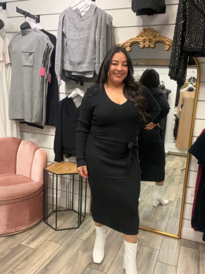 PLUS V-Neck Sweater Dress