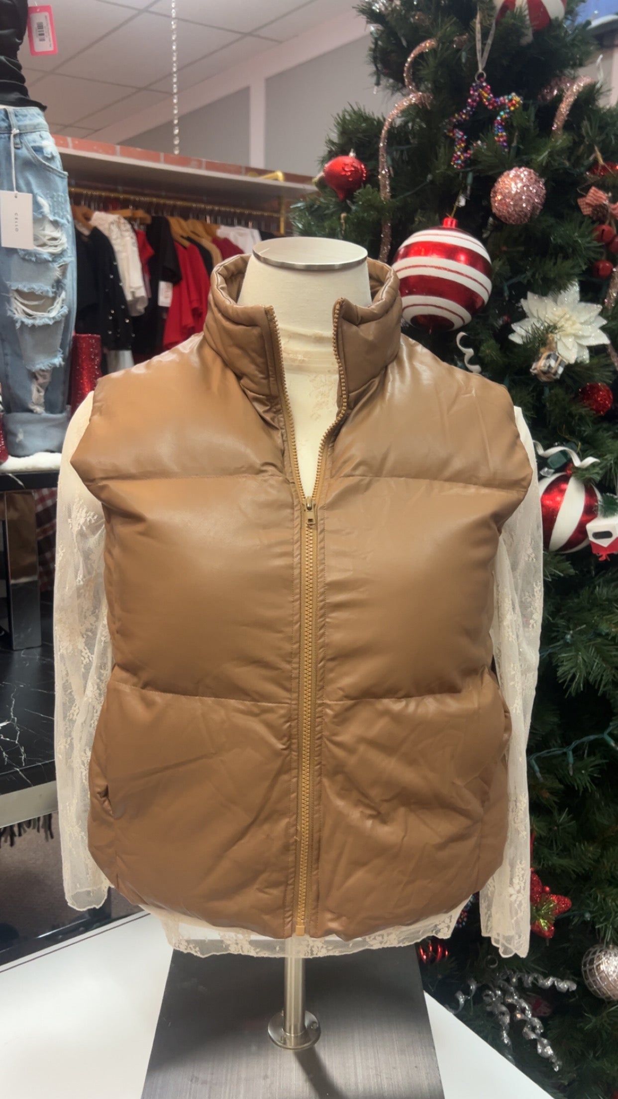 Plus Brown Puffer Vest