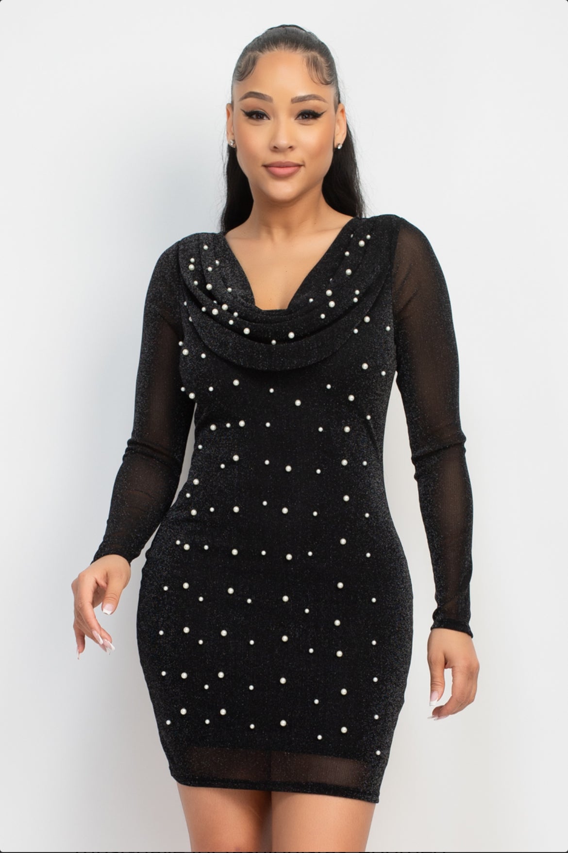 Pearl Mesh Bodycon Dress