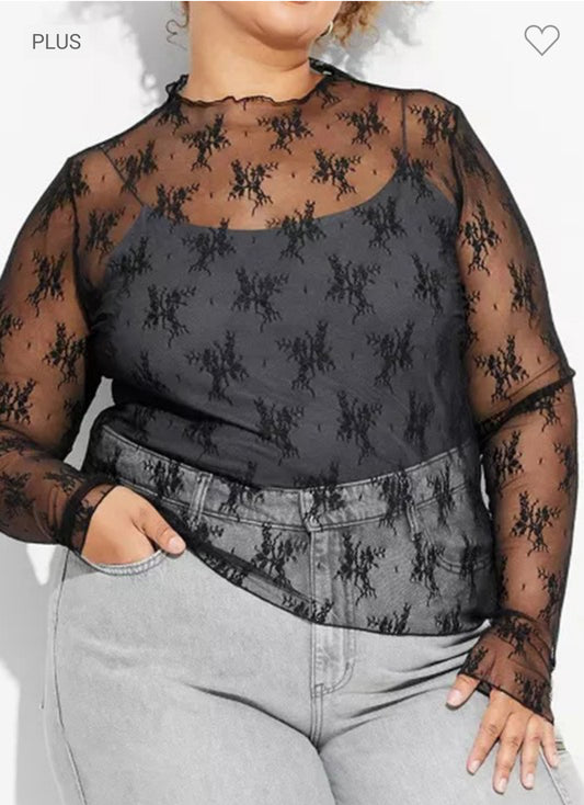 Plus Sheer Lace Top