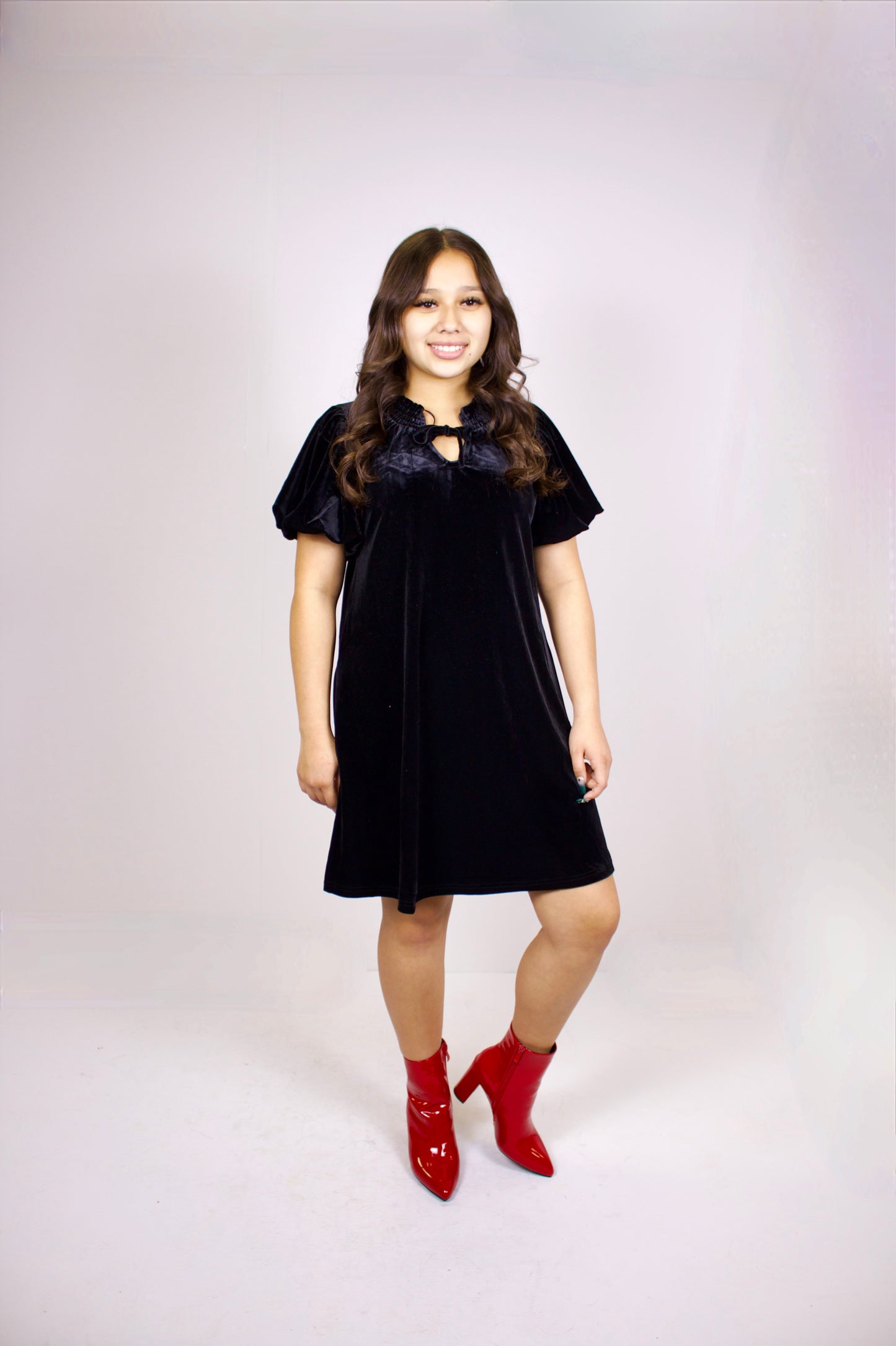 Puff Sleeve Velvet Dress