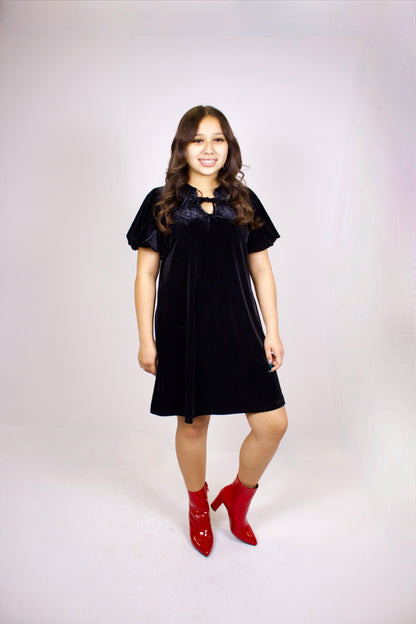 Puff Sleeve Velvet Dress