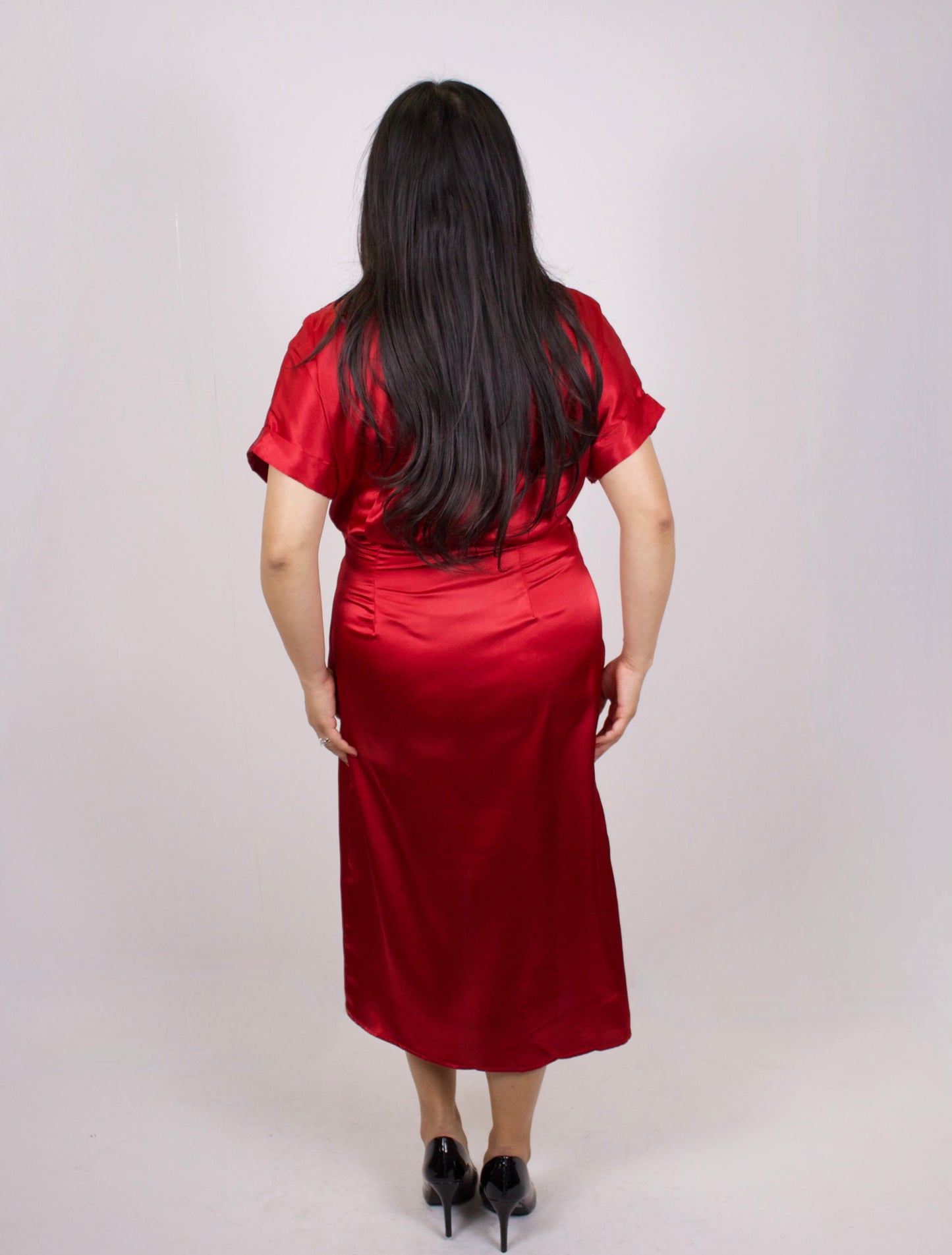 TIMING SATIN WRAP DRESS