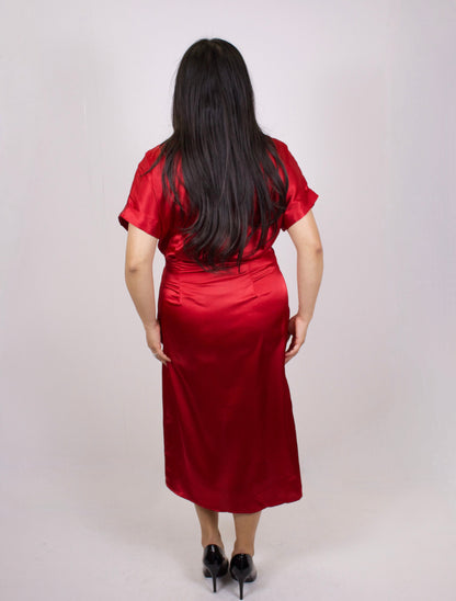 TIMING SATIN WRAP DRESS