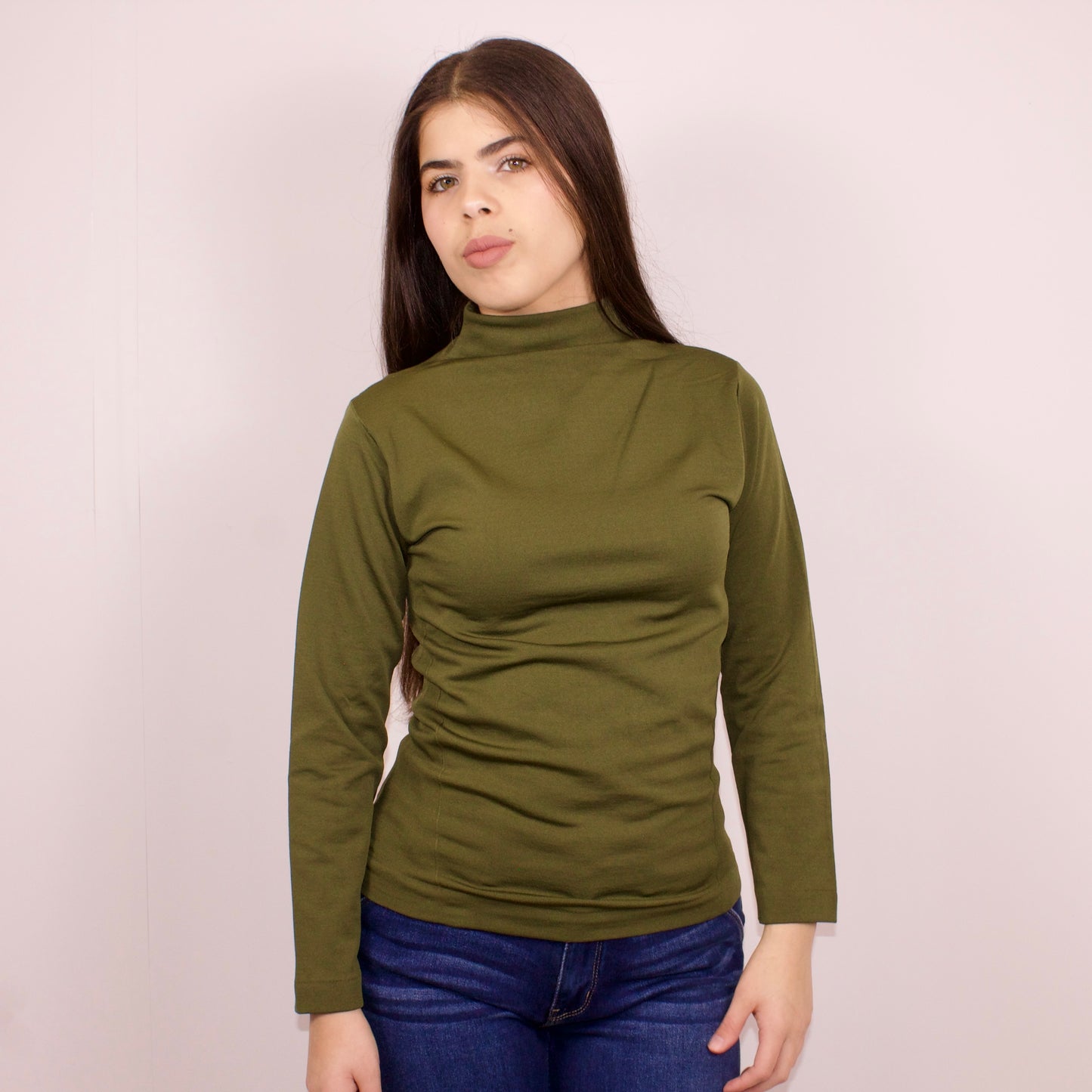 FLEECE MOCK NECK LONG SLEEVE TOP