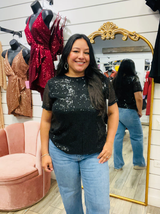 Black Sequin Sparkle Top