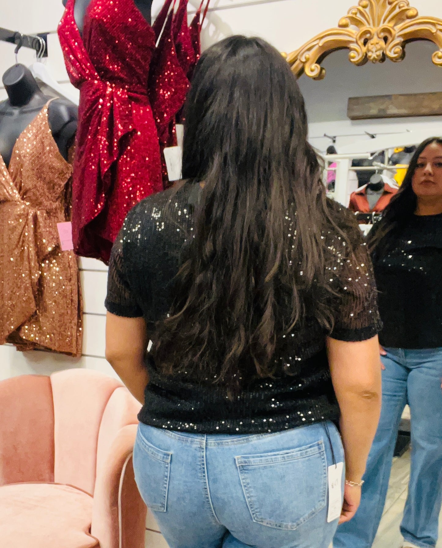 Black Sequin Sparkle Top