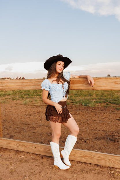 Puff Sleeve Babydoll Crop Top