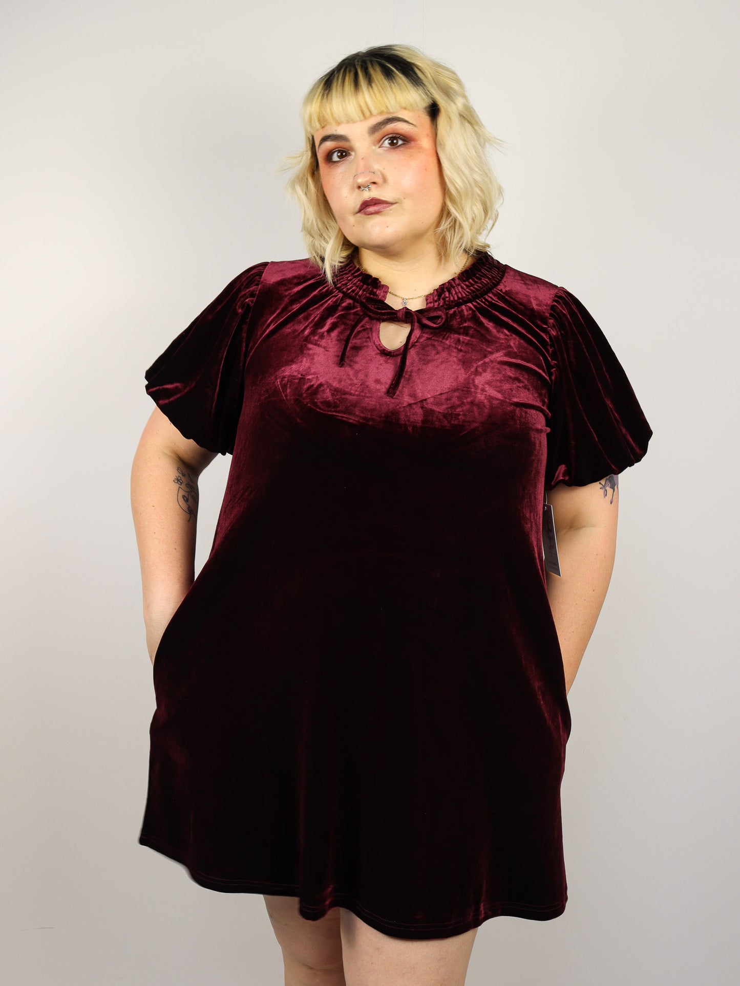 Puff Sleeve Velvet Dress
