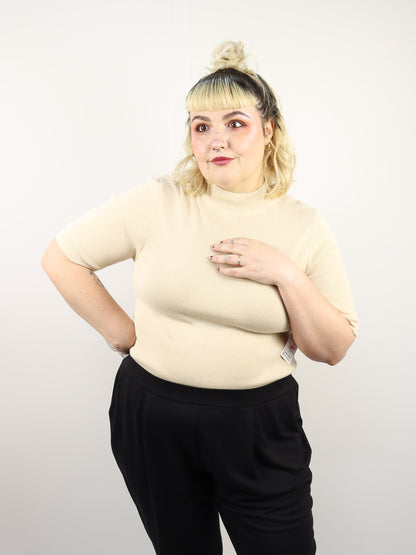 Plus Size Cream Mock Neck