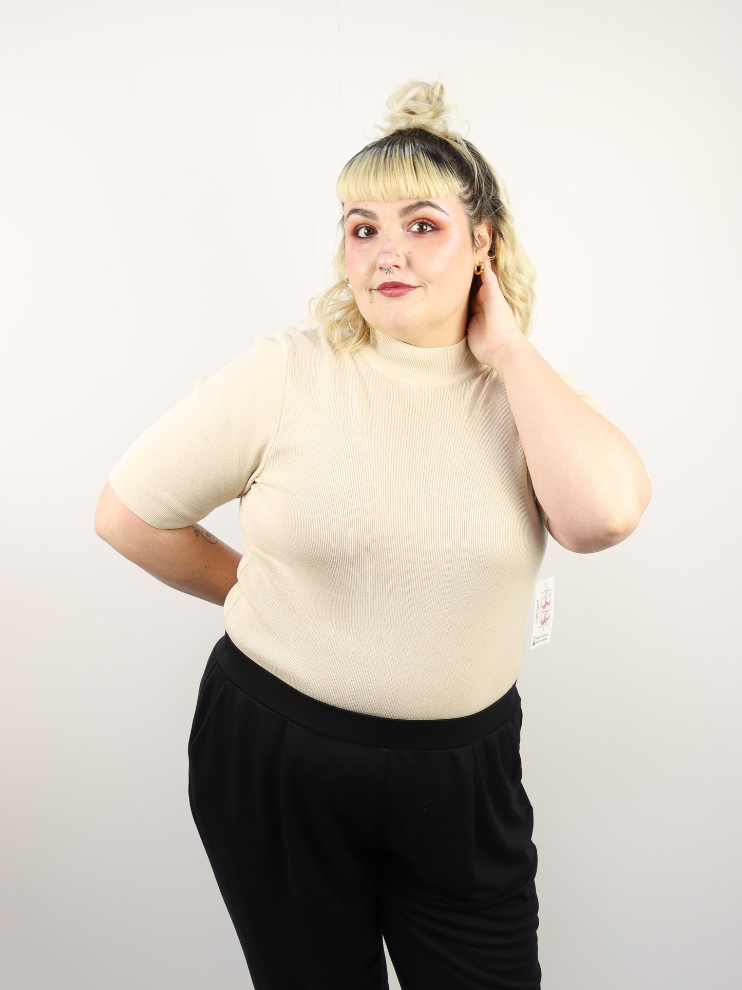 Plus Size Cream Mock Neck