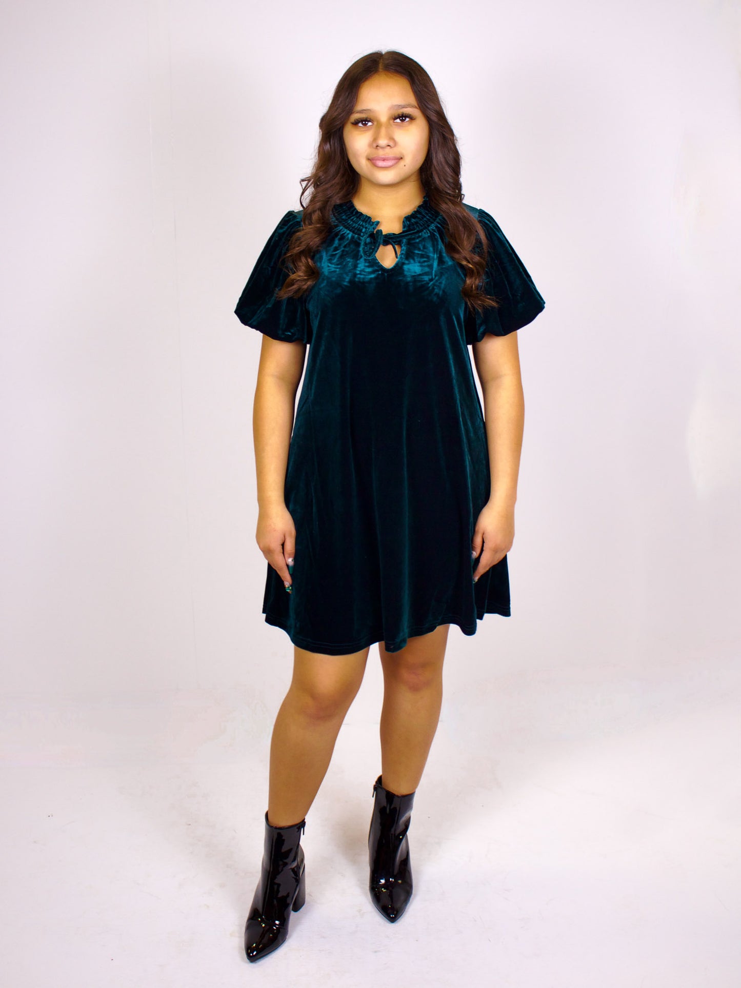 Puff Sleeve Velvet Dress