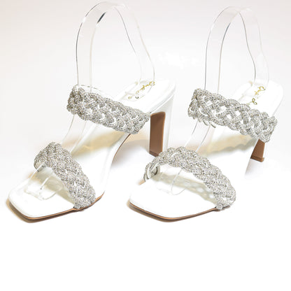 Qupid Kaylee-109 White/Clr Heels