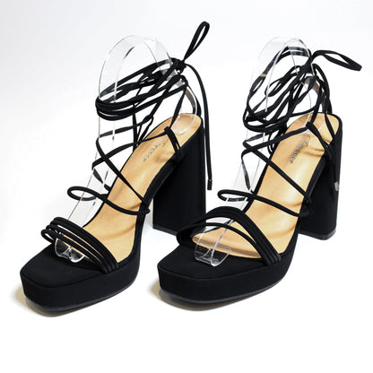 Black Upside-22 Wrap Heels