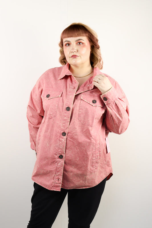Oversize Stained Shacket Pink
