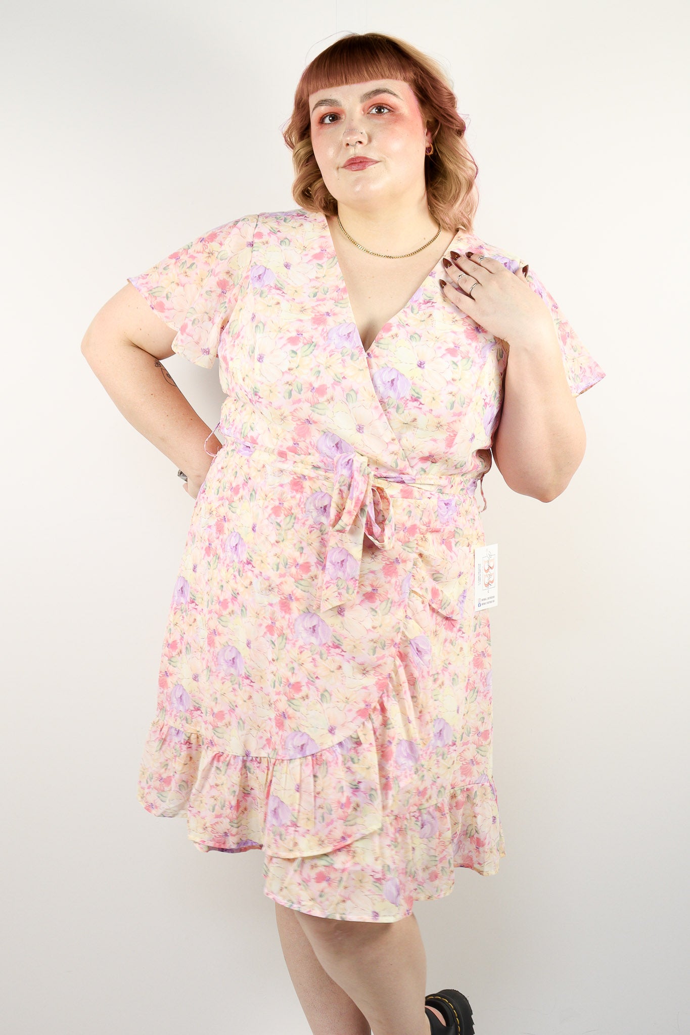 Plus Floral V-Neck Dress