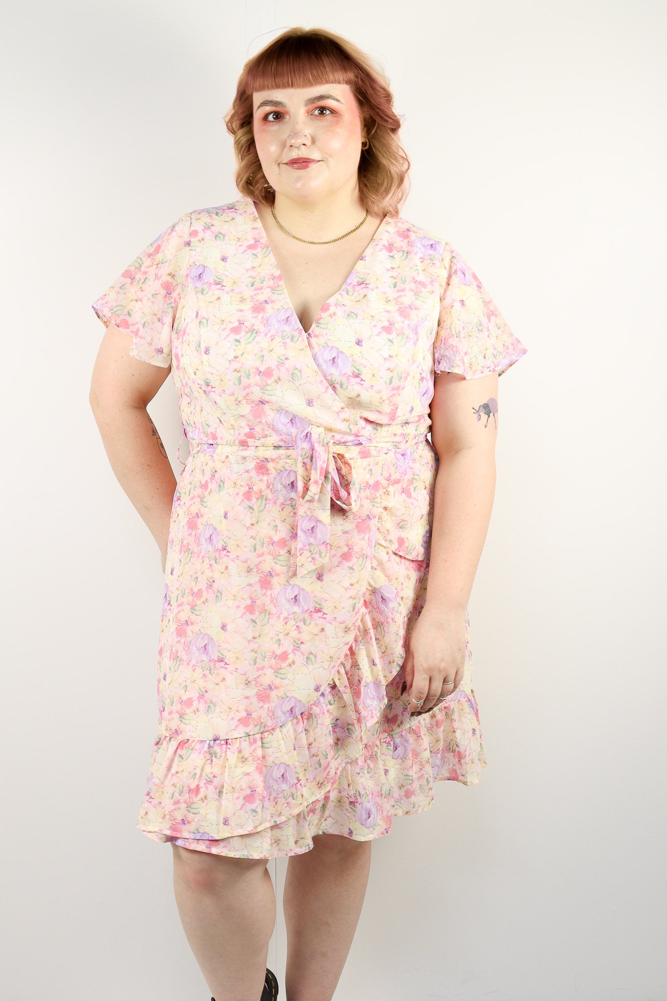 Plus Floral V-Neck Dress