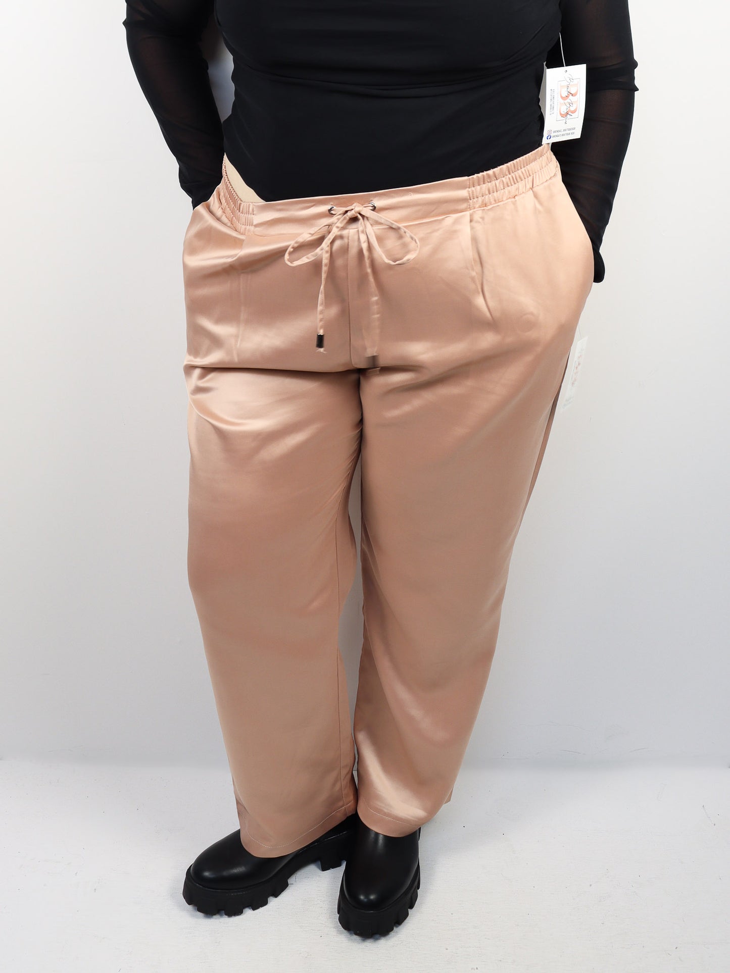 Plus Blush Satin Pants