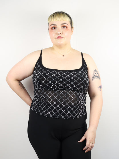 Sheer Rhinestone Cropped Tank
