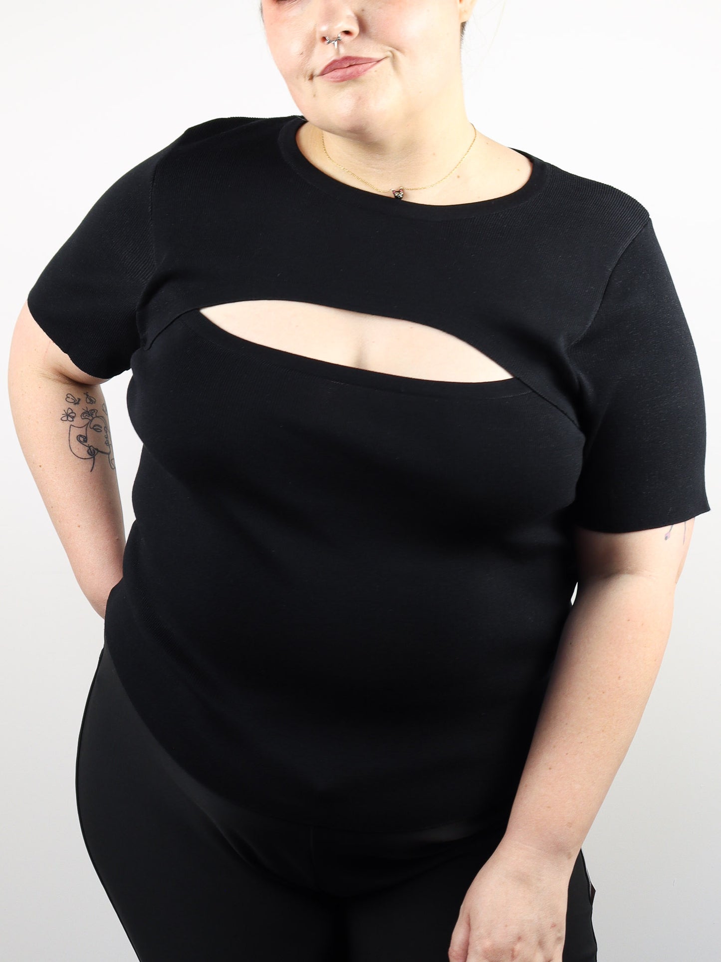 Black Knit Peekaboo Top