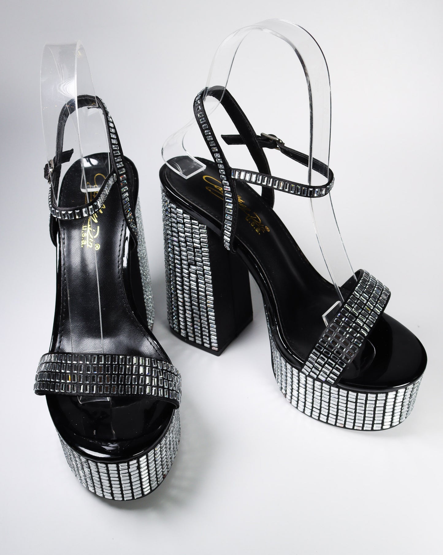 Jonay-91 Rhinestone Studded Platform Heels