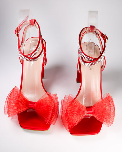 Agatha-22 Square Toe Heels w/ Bows