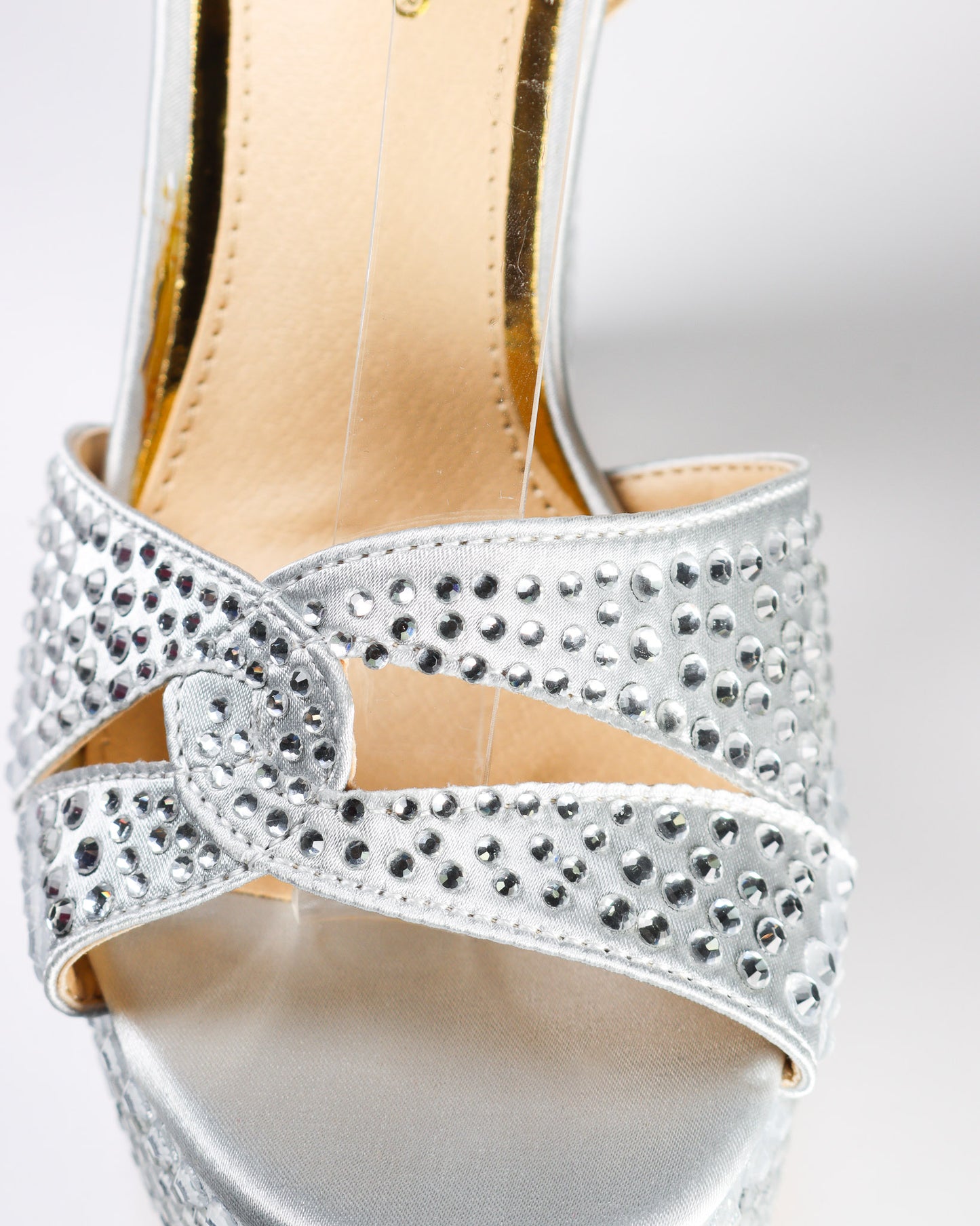 Cacciee-13 Rhinestone Studded Platform Heels