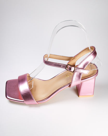 Cyrillia-32 Metallic Short Block Heels