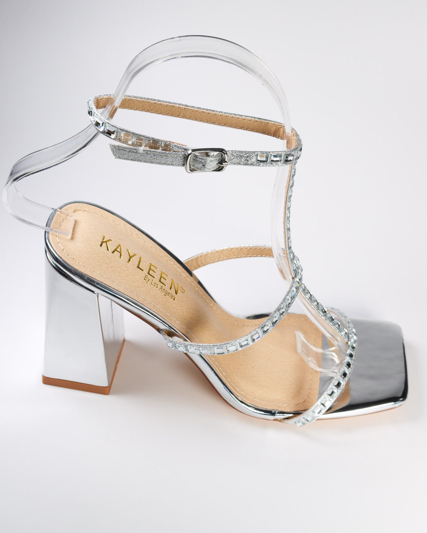 Kinna-30 Block Square Toed Heel with Rhinestones