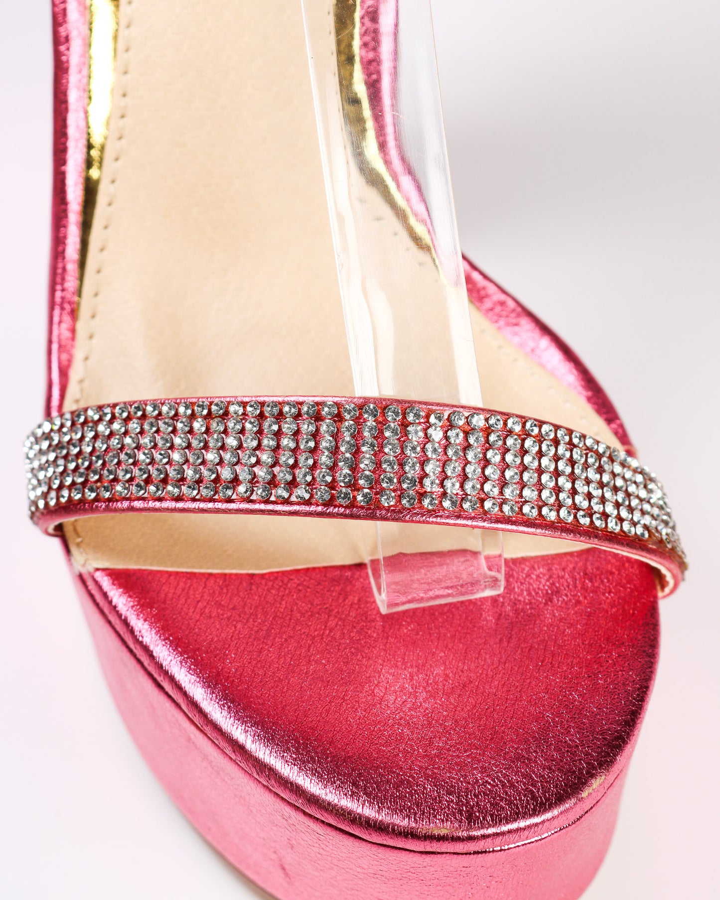 Laly-1 Metallic Rhinestone Strap Heels