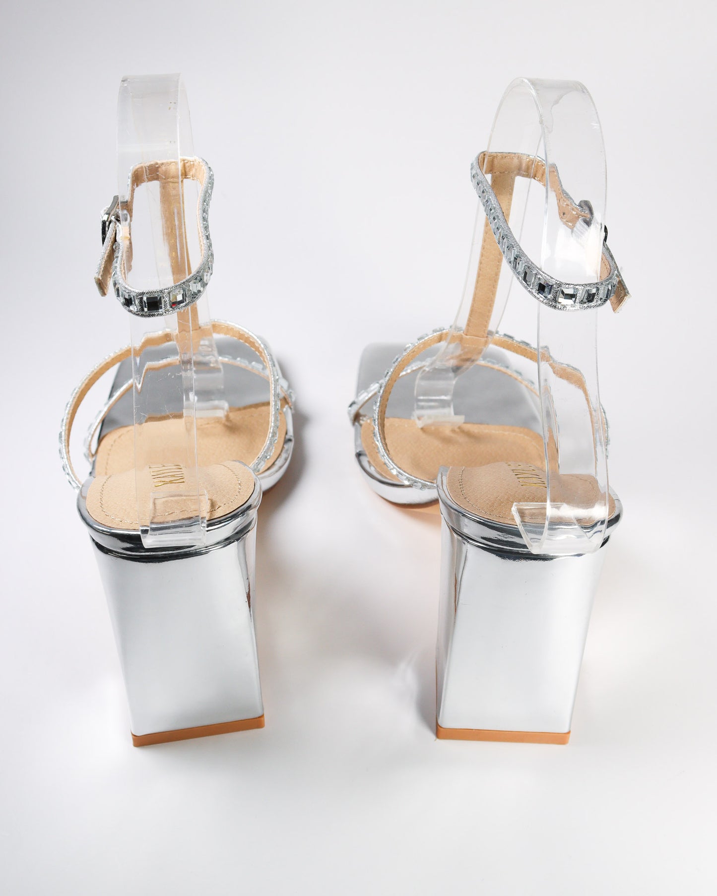 Kinna-30 Block Square Toed Heel with Rhinestones