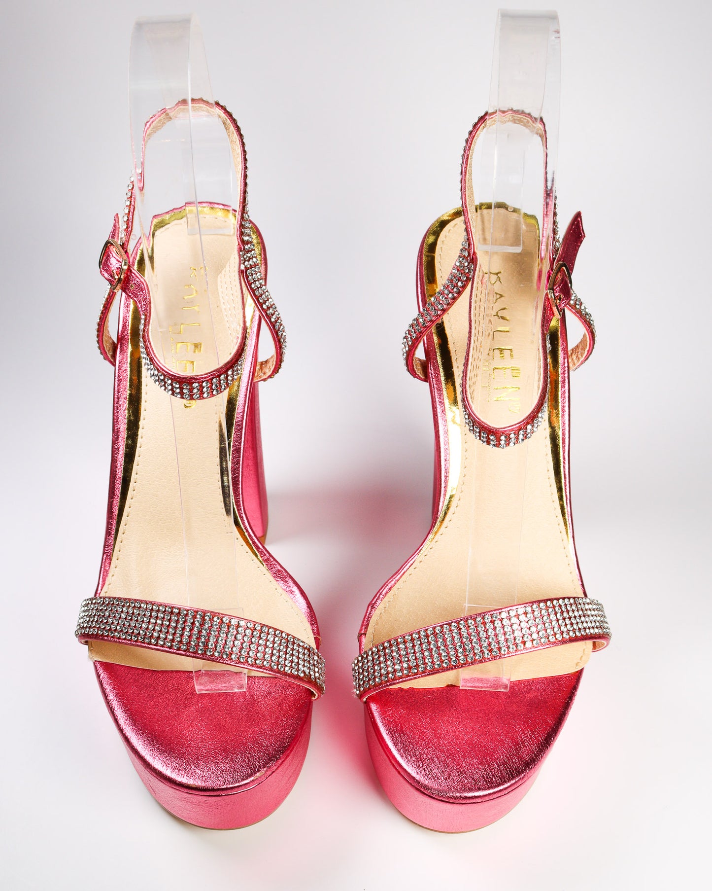 Laly-1 Metallic Rhinestone Strap Heels