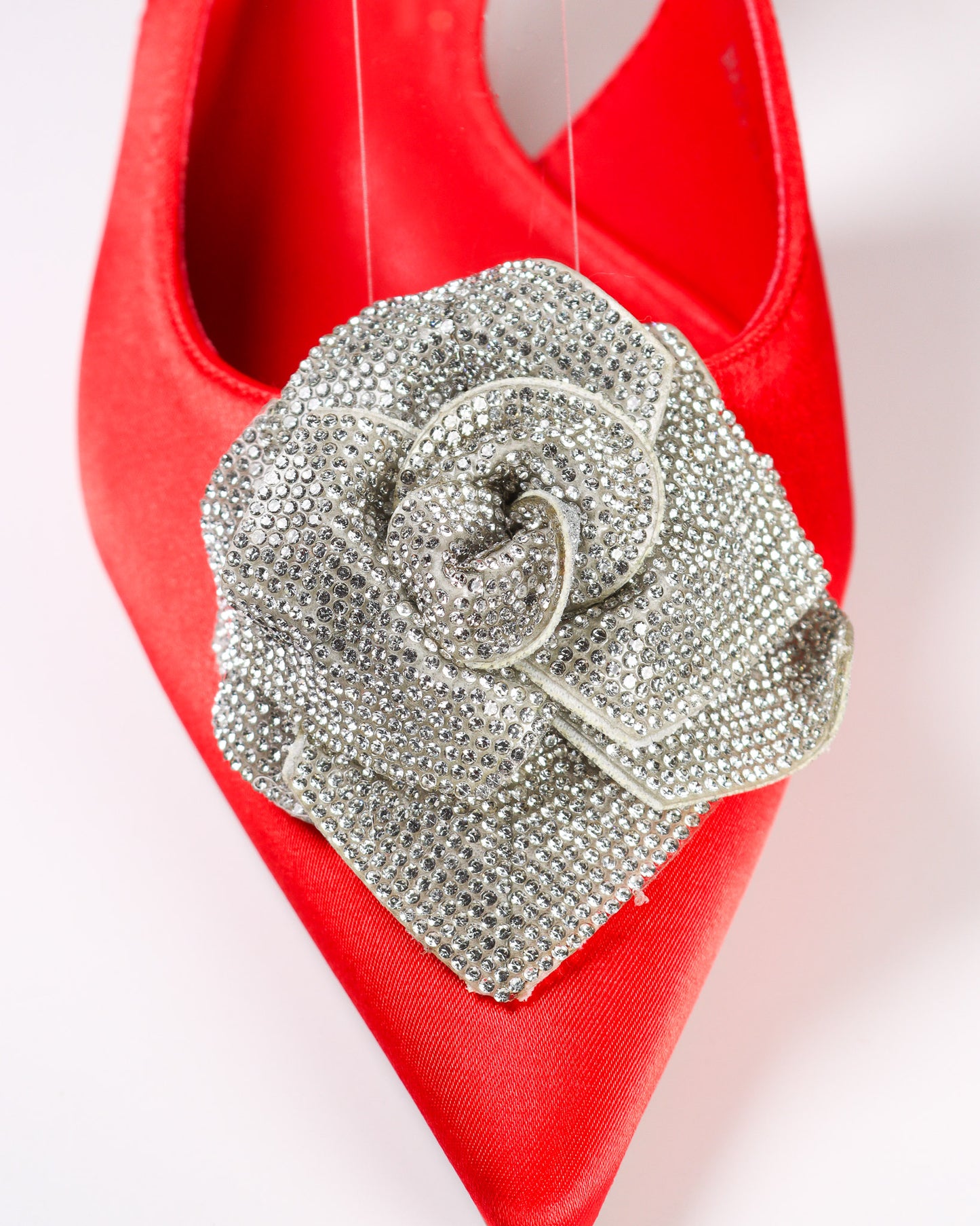 Suka-1 Slingback Kitten Pumps with Rhinestone Bow