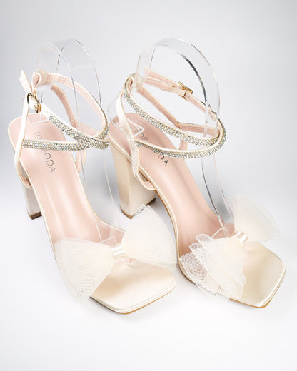 Agatha-22 Square Toe Heels w/ Bows