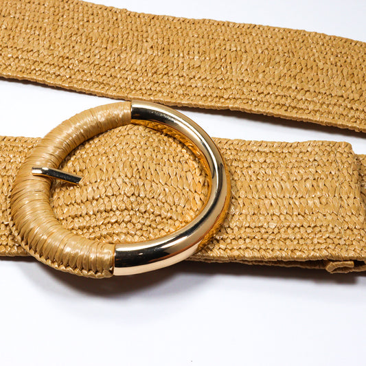 Woven Raffia Waist Belt