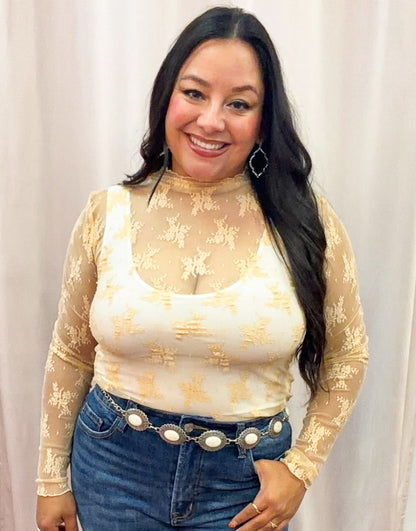 Sheer Lace Long Sleeve Top