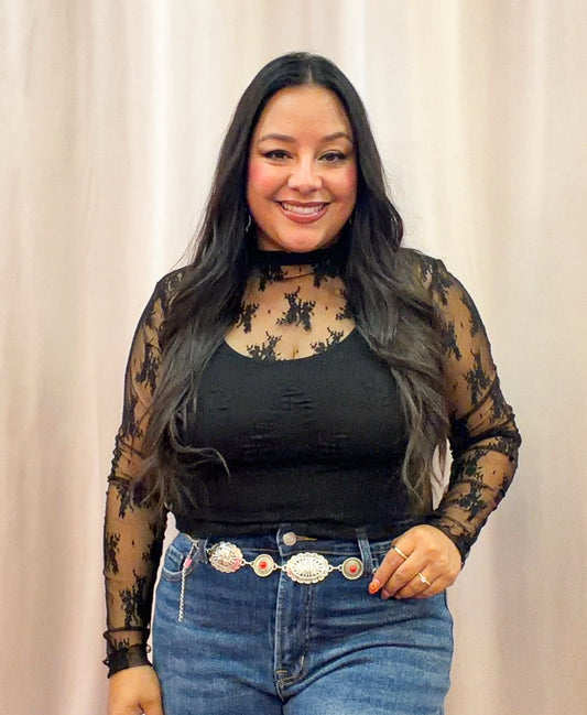 Sheer Lace Long Sleeve Top