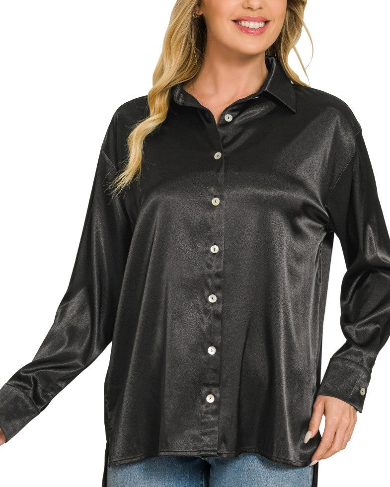 Satin Charmeuse Button Up Shirt