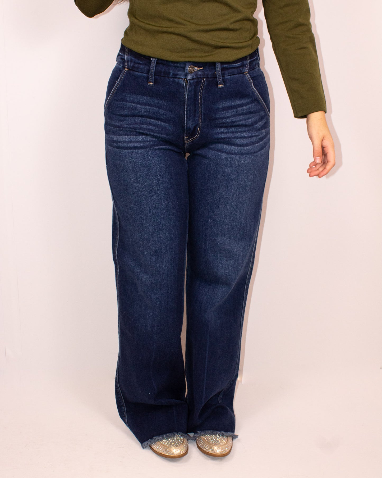 Kancan Dark Wash Wide Jeans