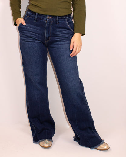 Kancan Dark Wash Wide Jeans