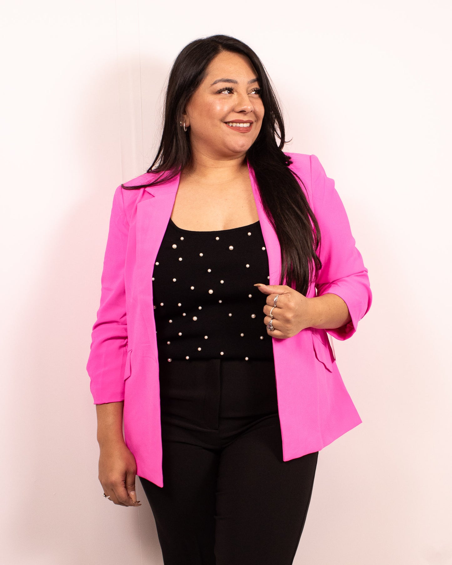 Fuchsia 3/4 Sleeve Blazer