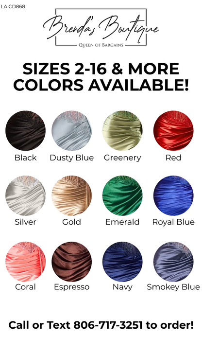 LA CD868+ Lace & Satin Fitted Gown