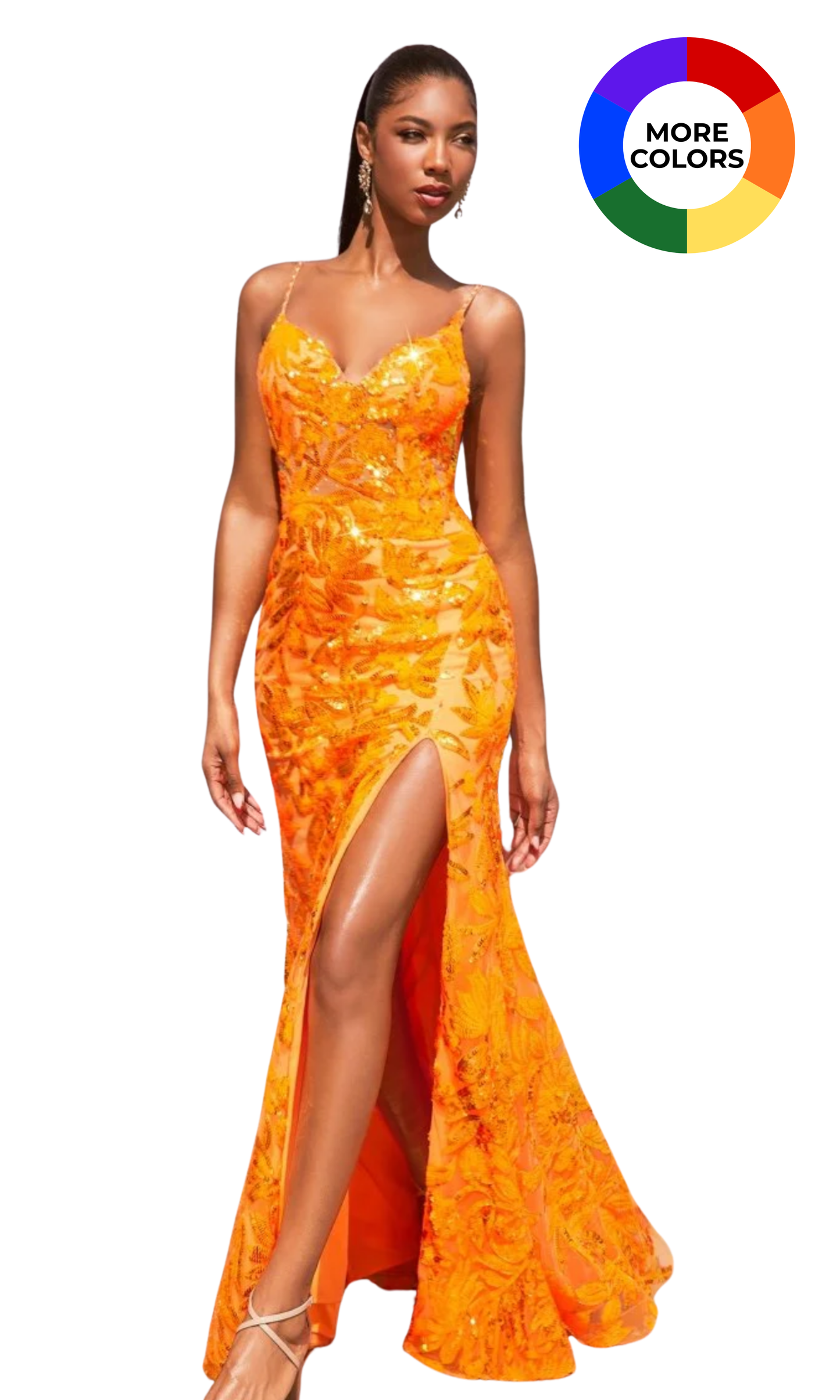 LA CM350+ Sequin Printed Fitted Gown