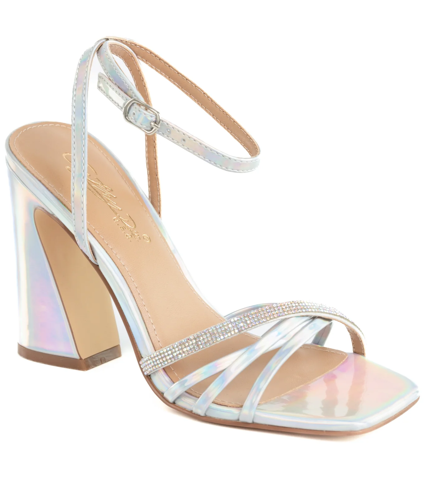 Cora-13 Strappy Iridescent Block Heels