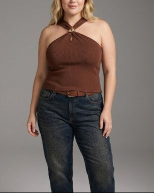 PLUS Ribbed Halter Top
